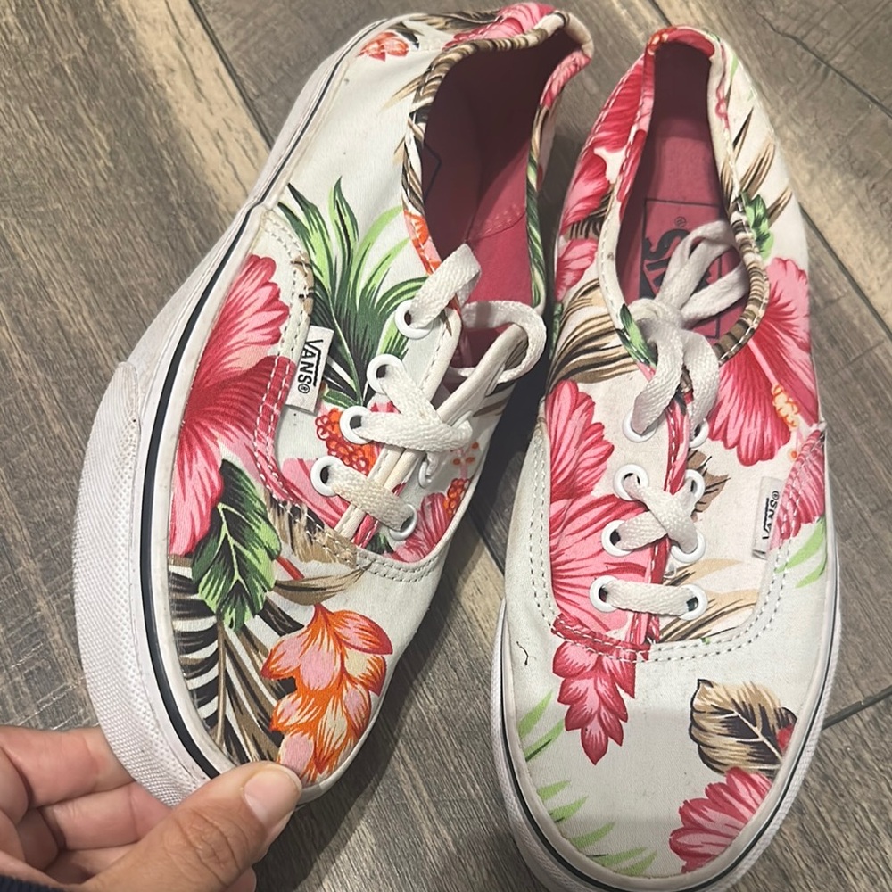 Vans Women's Floral Canvas Sneakers - White and Pink - Picture 2 of 6